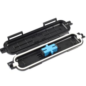 Caja de Empalme 1FO tipo flat drop para un acoplador SC SX, vacia uso exterior, color negro
