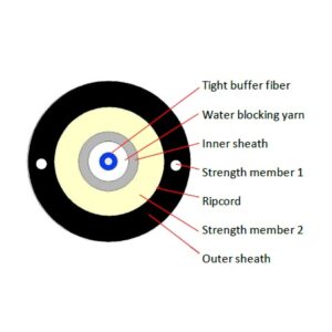CABLE DROP REDONDO 5mm 1FO, G657A2, FRP, HDPE